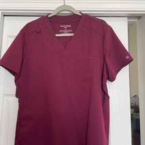 White Cross Scrub top, burgundy’s